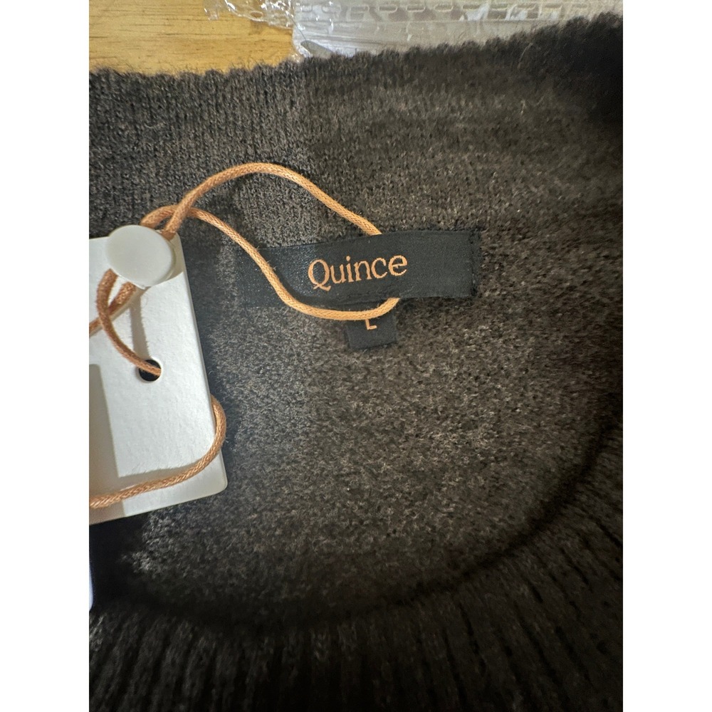 Quince Crewneck Sweater Women Brown Wool Baby Alpaca Knit Quiet Luxury Cozcore L - Picture 4 of 7